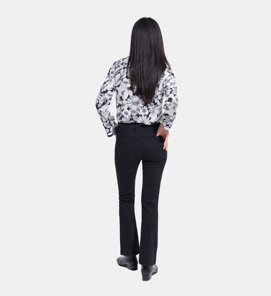 Floral Silk Shirt | Women | Black x White