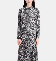 Printed Silk Shirt | Women | Black x White Leopard