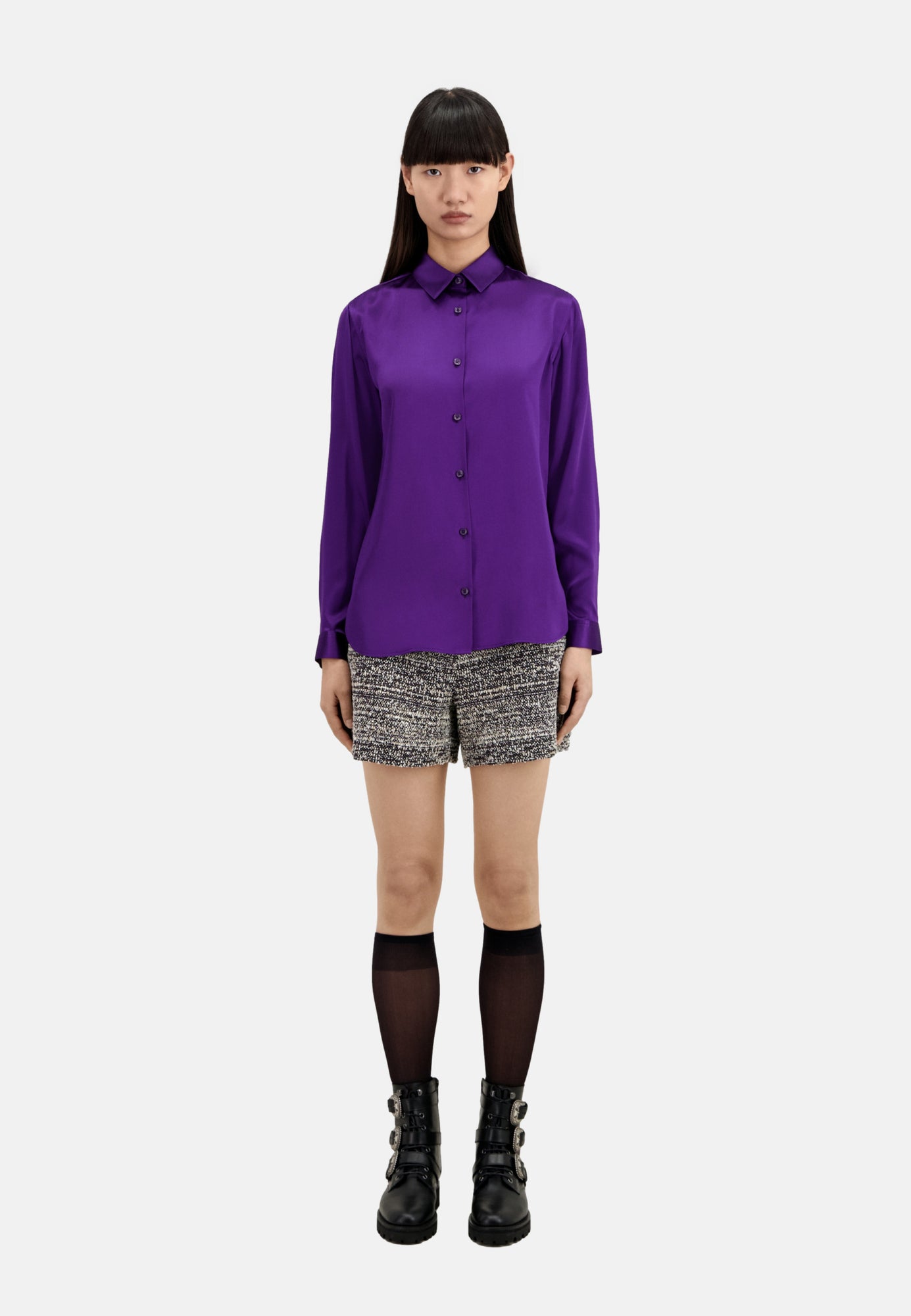 Mauve Satin Silk Shirt | Women | Purple