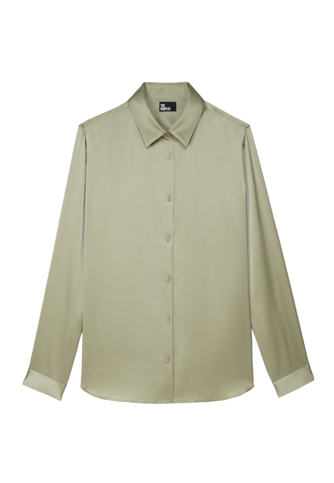 Light Green Satin Silk Shirt | Women | Khaki Grey