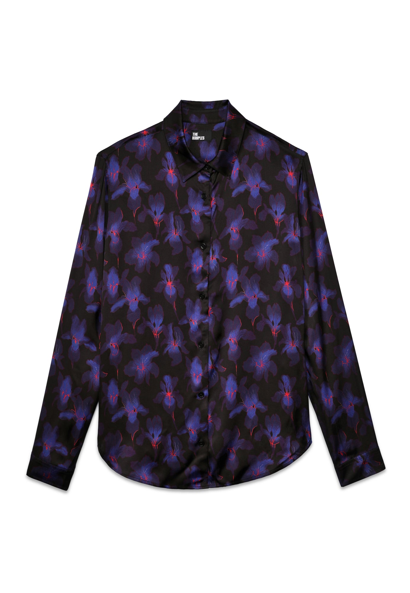 Purple Floral Print Long Sleeve Shirt | Women | Black x Light Pink x Blue