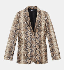 Snakeskin-Effect Leather Jacket | Women | Python Beige