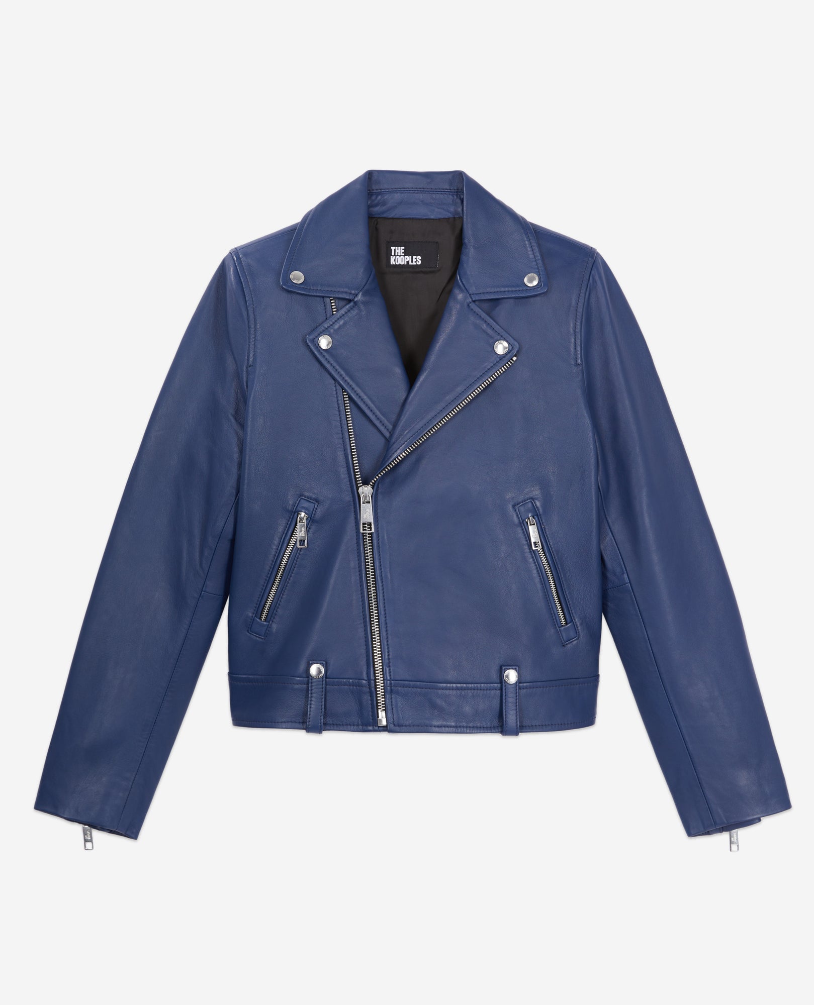 Leather Biker Jacket | Women | Royal Blue x Dark Navy