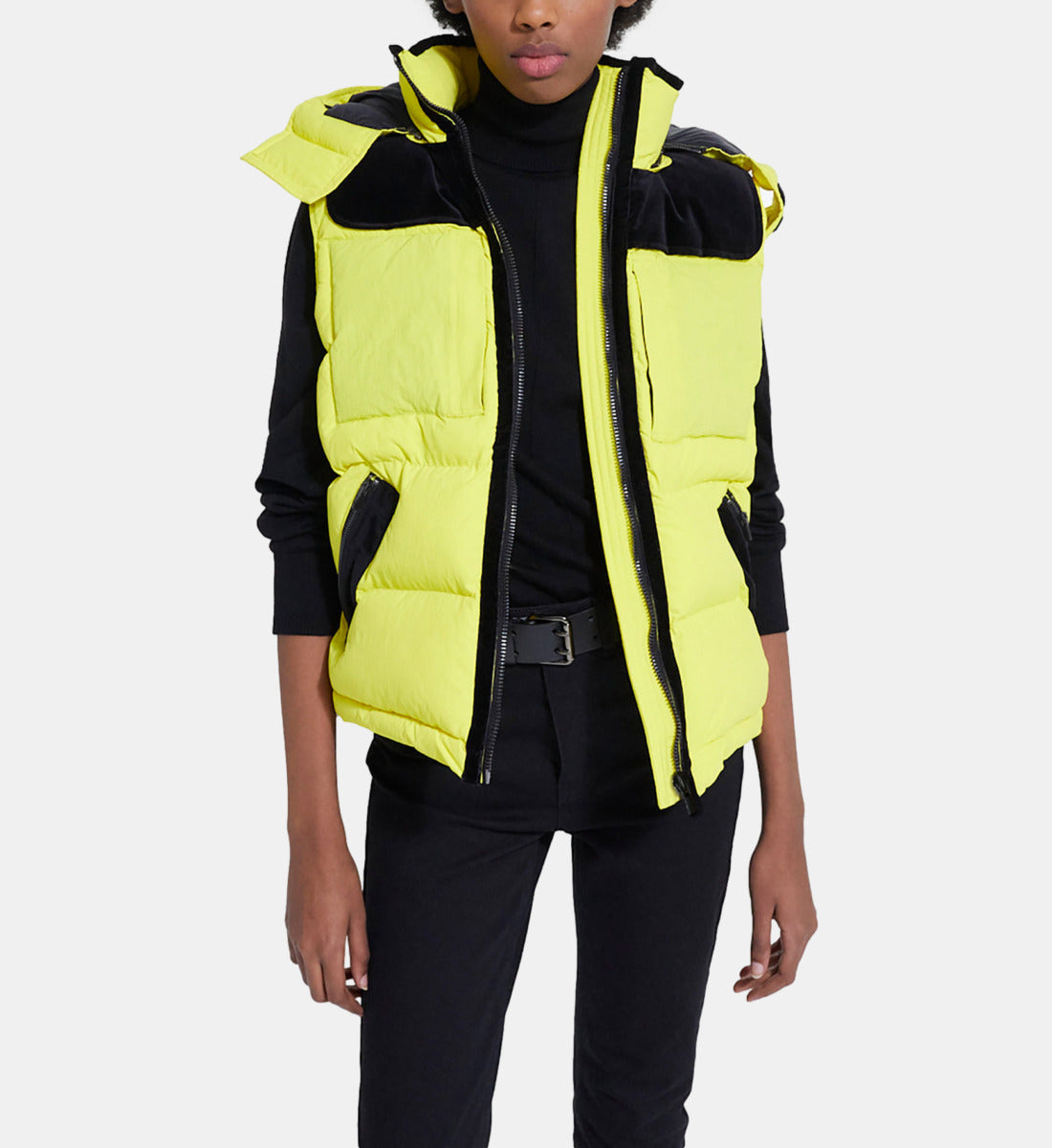 Sleeveless Down Jacket | Women | Yellow Fluo