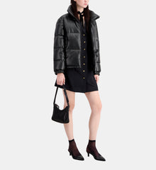 Faux Leather Puffer Jacket | Women | Black