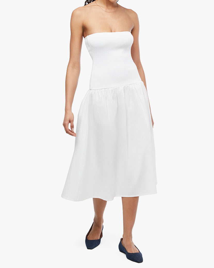 Ribbed Cotton Midi Dress | White (V2)