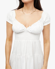 Puff Sleeve Smocked Midi Dress | White