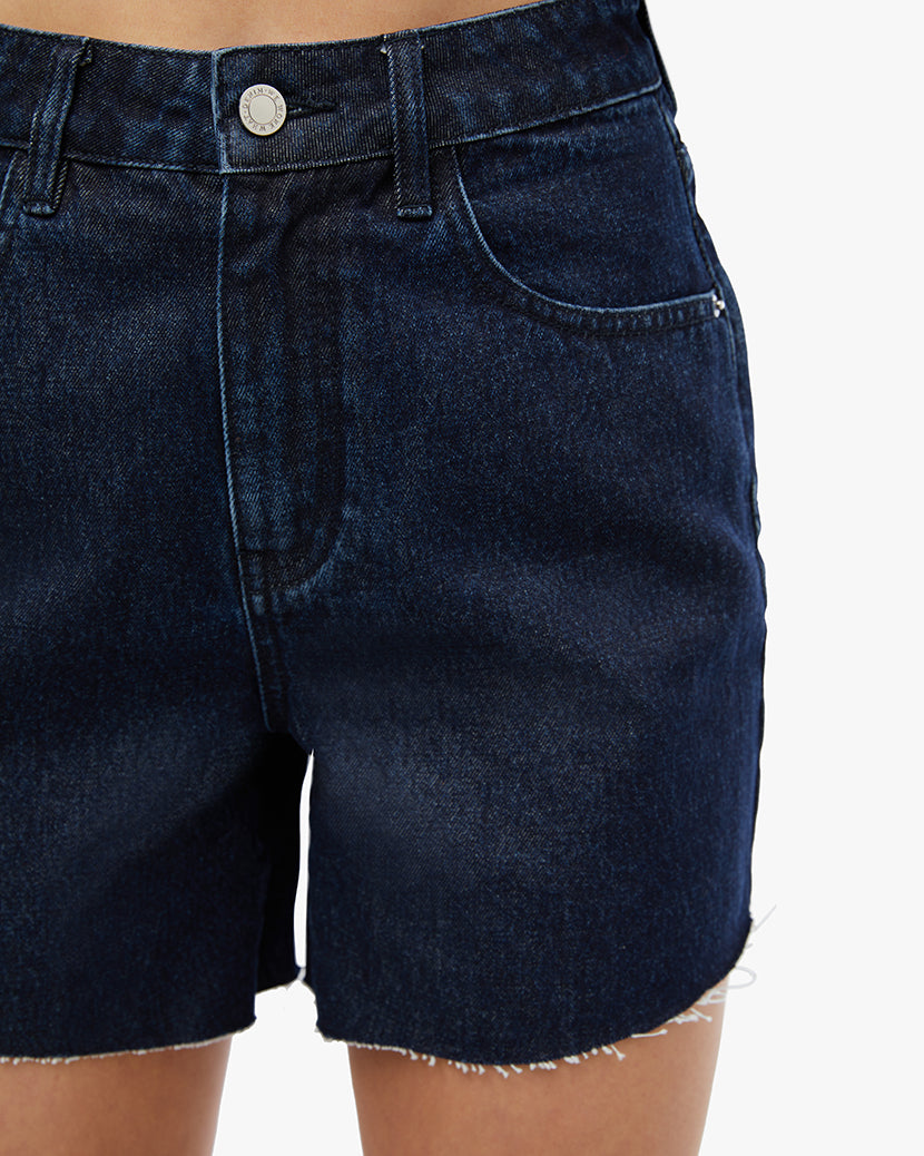 High Rise Flare Short | Raw Wash