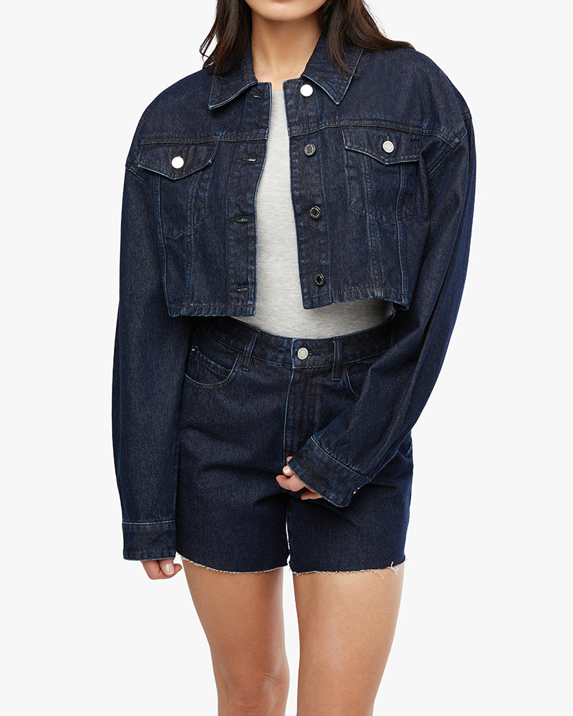 Cropped Denim Jacket | Raw Wash
