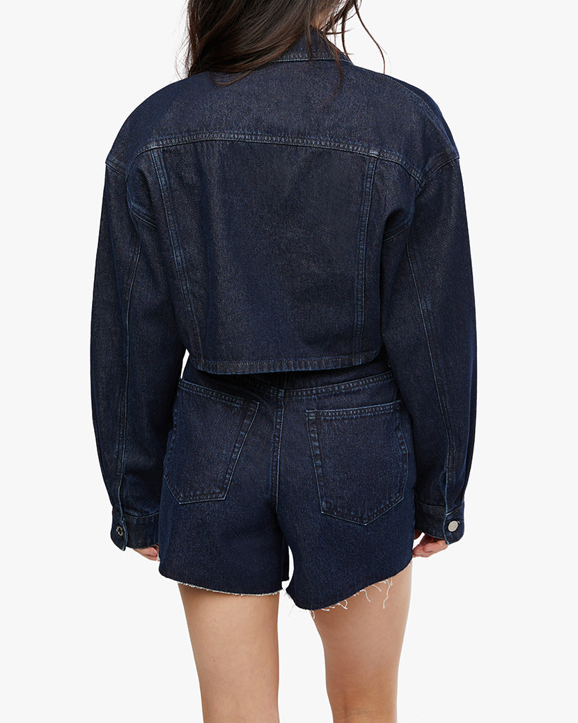 Cropped Denim Jacket | Raw Wash
