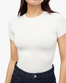 Fitted Crew Neck Top | White