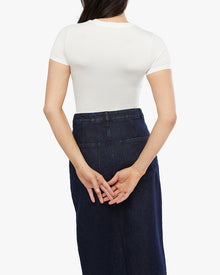 Fitted Crew Neck Top | White