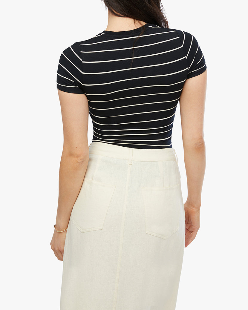 Fitted Crew Neck Top | Black/Antique White