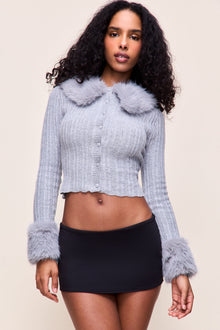 Womens | Heart Pointelle Knit Cardigan | Heather Grey