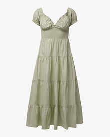 Puff Sleeve Smocked Midi Dress | Sage