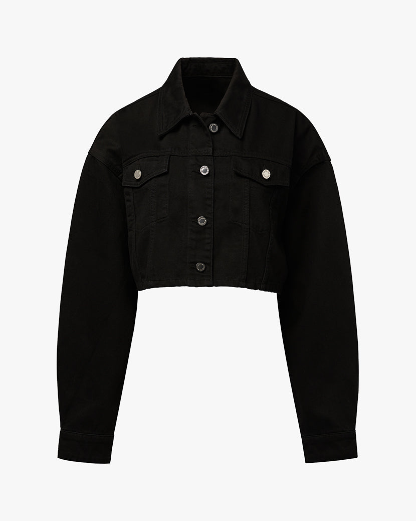 Cropped Denim Jacket | Black