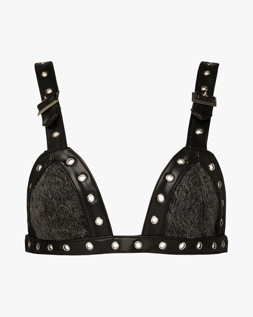 Grommet Detail Bralette | Acid Wash