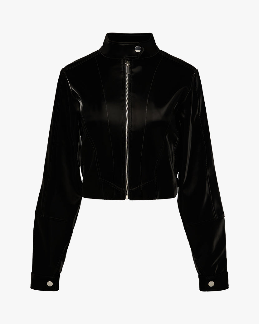 Cropped Moto Jacket | Black