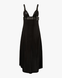 Belt Bodice Midi Dress | Black/Gunmetal