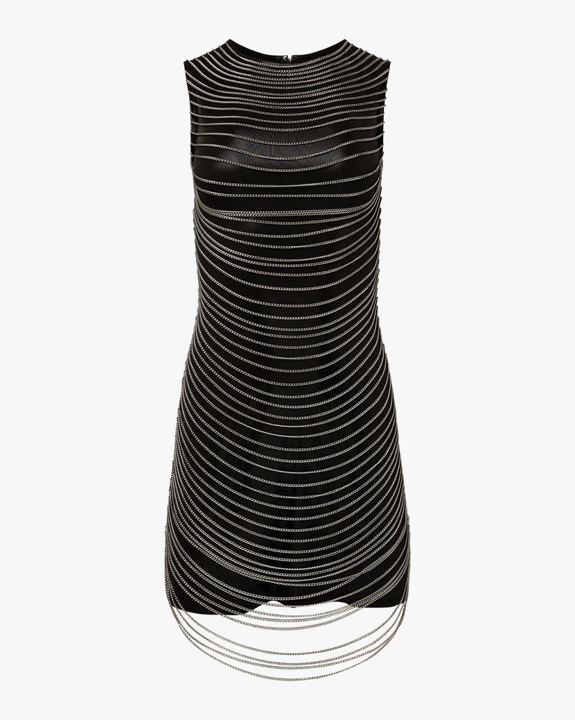 Chain Muscle Mini Dress | Black