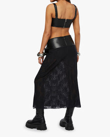 Double Belt Midi Skirt | Black