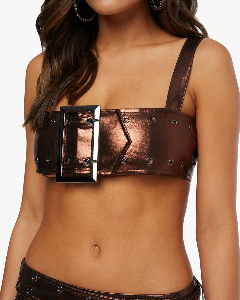 Buckle Bandeau Top | Brown
