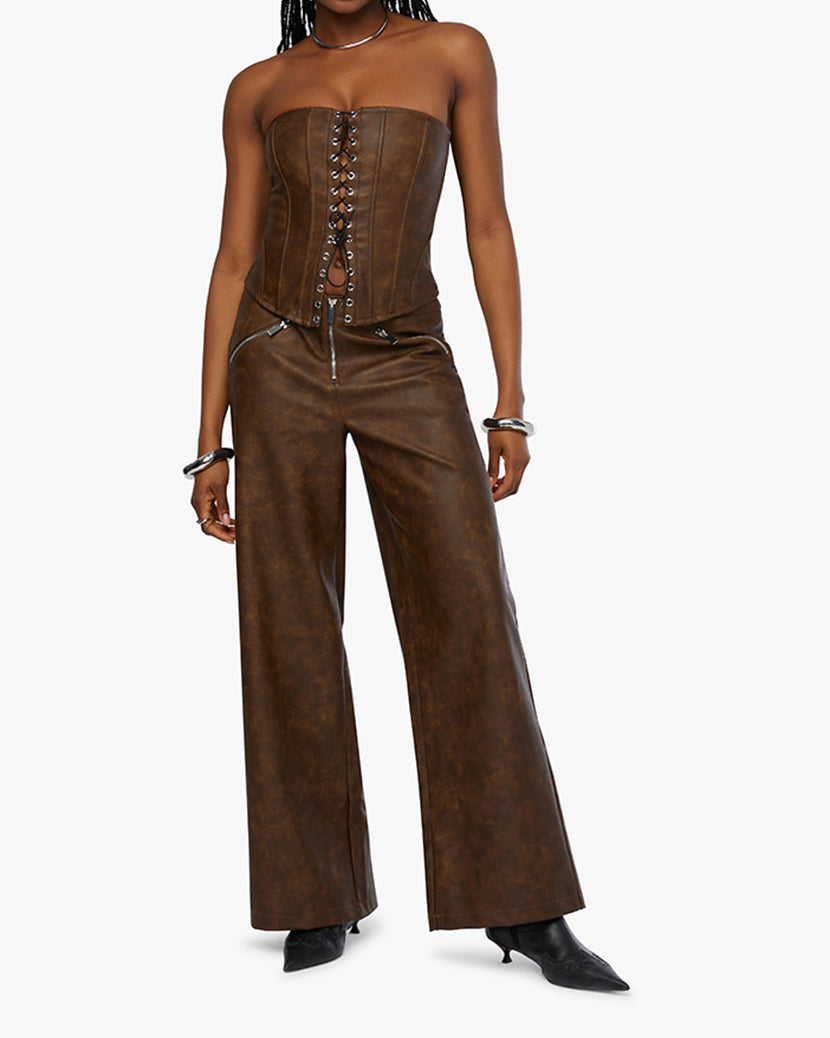 Lace Front Corset Top | Patina Dark Brown