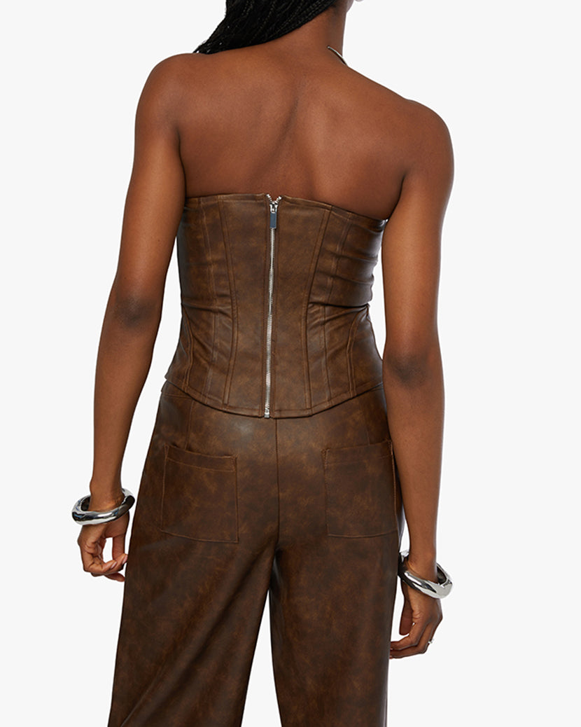Lace Front Corset Top | Patina Dark Brown