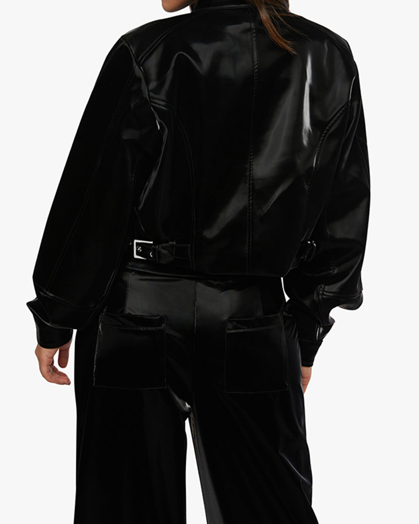 Cropped Moto Jacket | Black