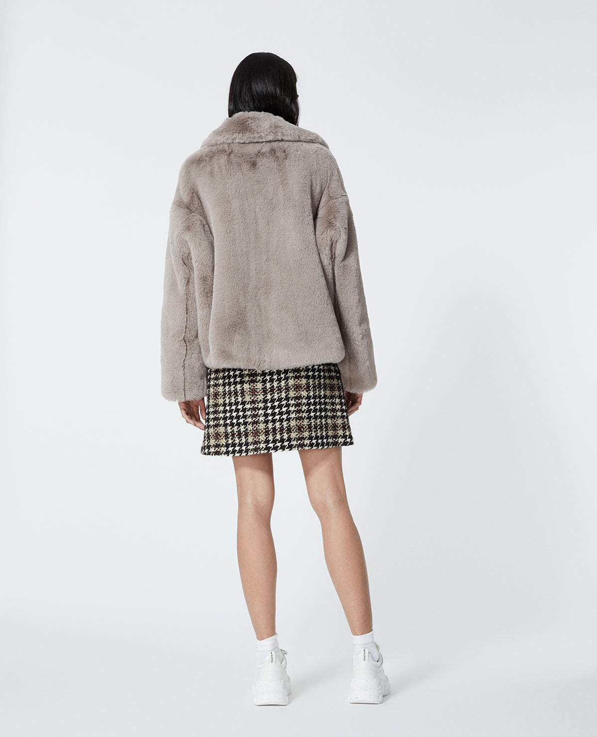 Cropped Gray Faux Fur Coat | Women | Grey