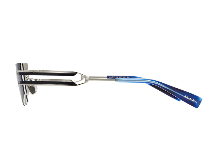 Unisex | Fixe Sunglass | Silver - Navy Enamel - Blue Swirl | Dark Green w/ Blue Mirror