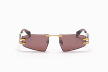 Unisex | Fixe - II Sunglass | Black Palladium - Matte Yellow Gold - Medium Brown Swirl | Dark Brown w/ Black Mirror