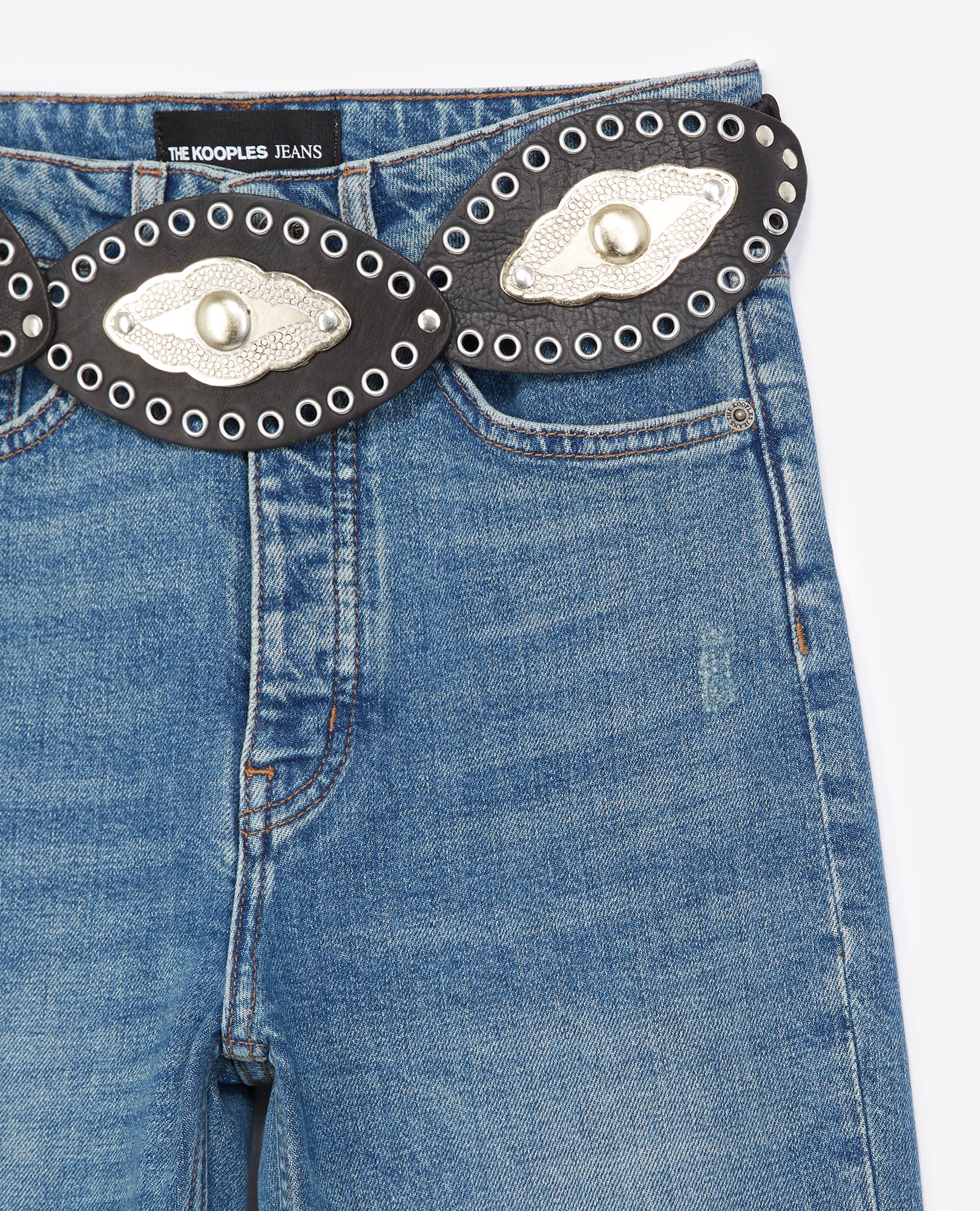 Cotton Jeans With Western Belt | Women | Blue