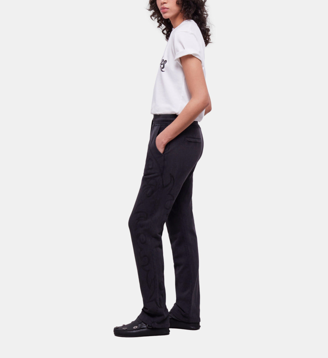 Joggers With Western-Style Embroidery | Women | Black Washed