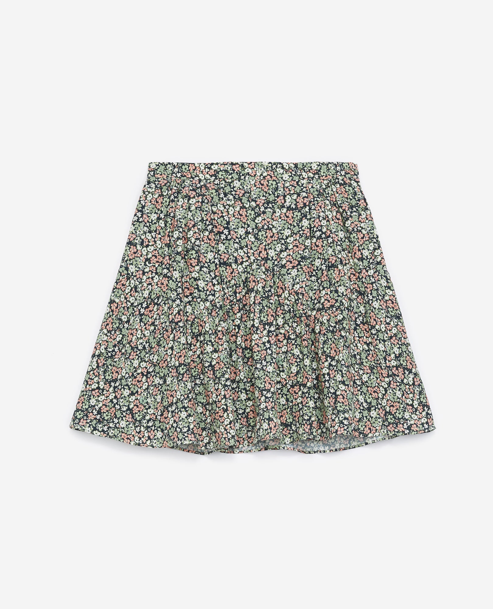 Flowing Short Frilly Skirt With Print | Women | Green