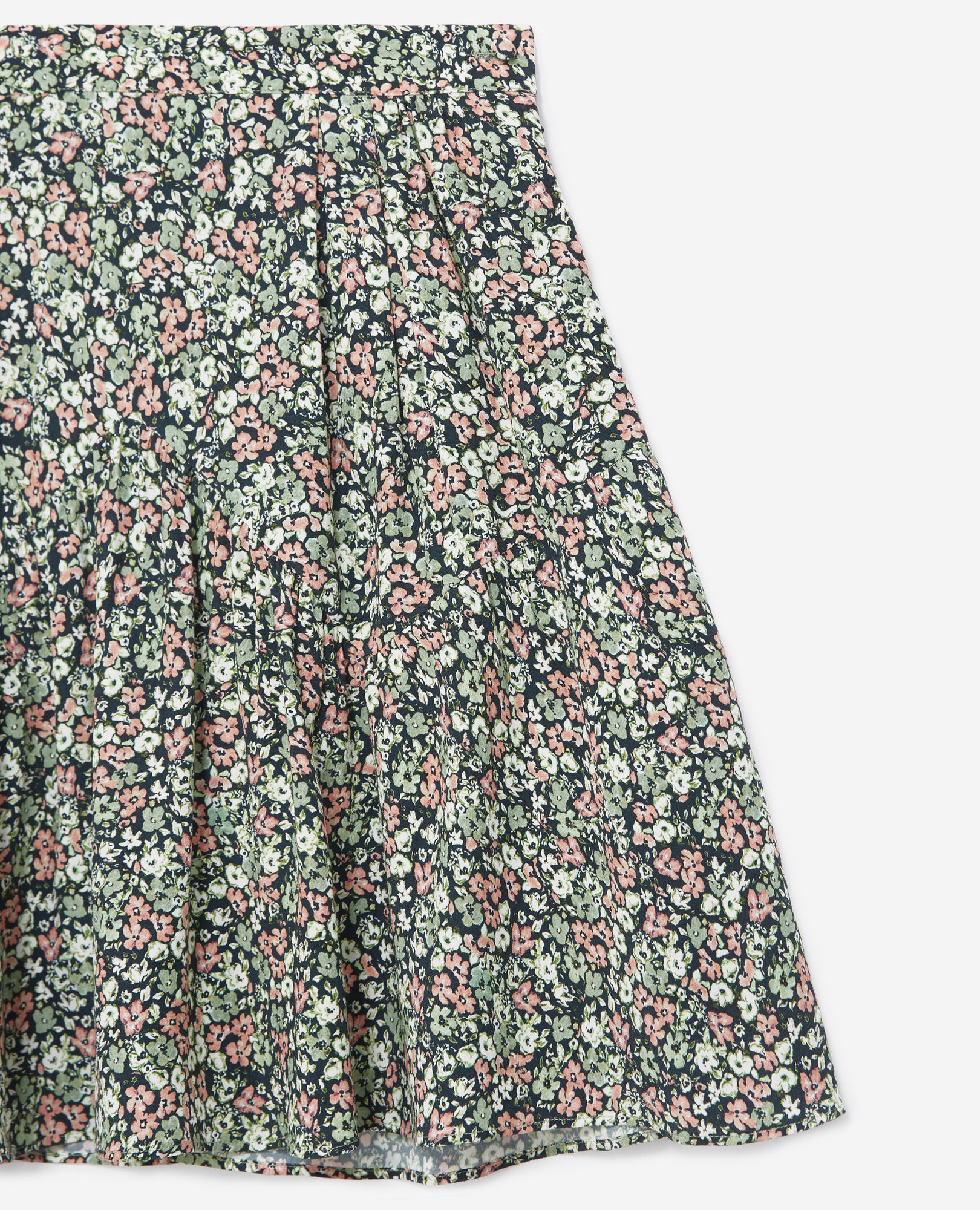 Flowing Short Frilly Skirt With Print | Women | Green