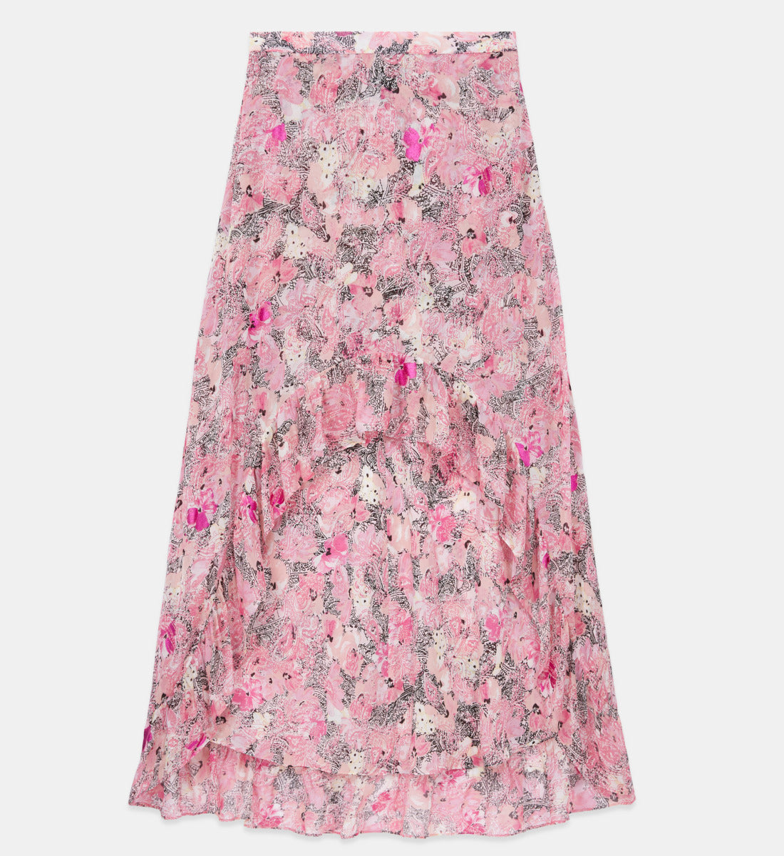 Flowing Long Skirt With Floral Print | Women | Pink