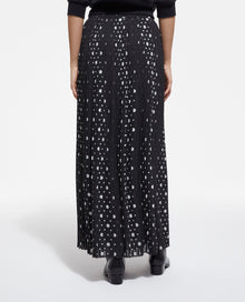 Long Printed Skirt | Women | Black x Ecru