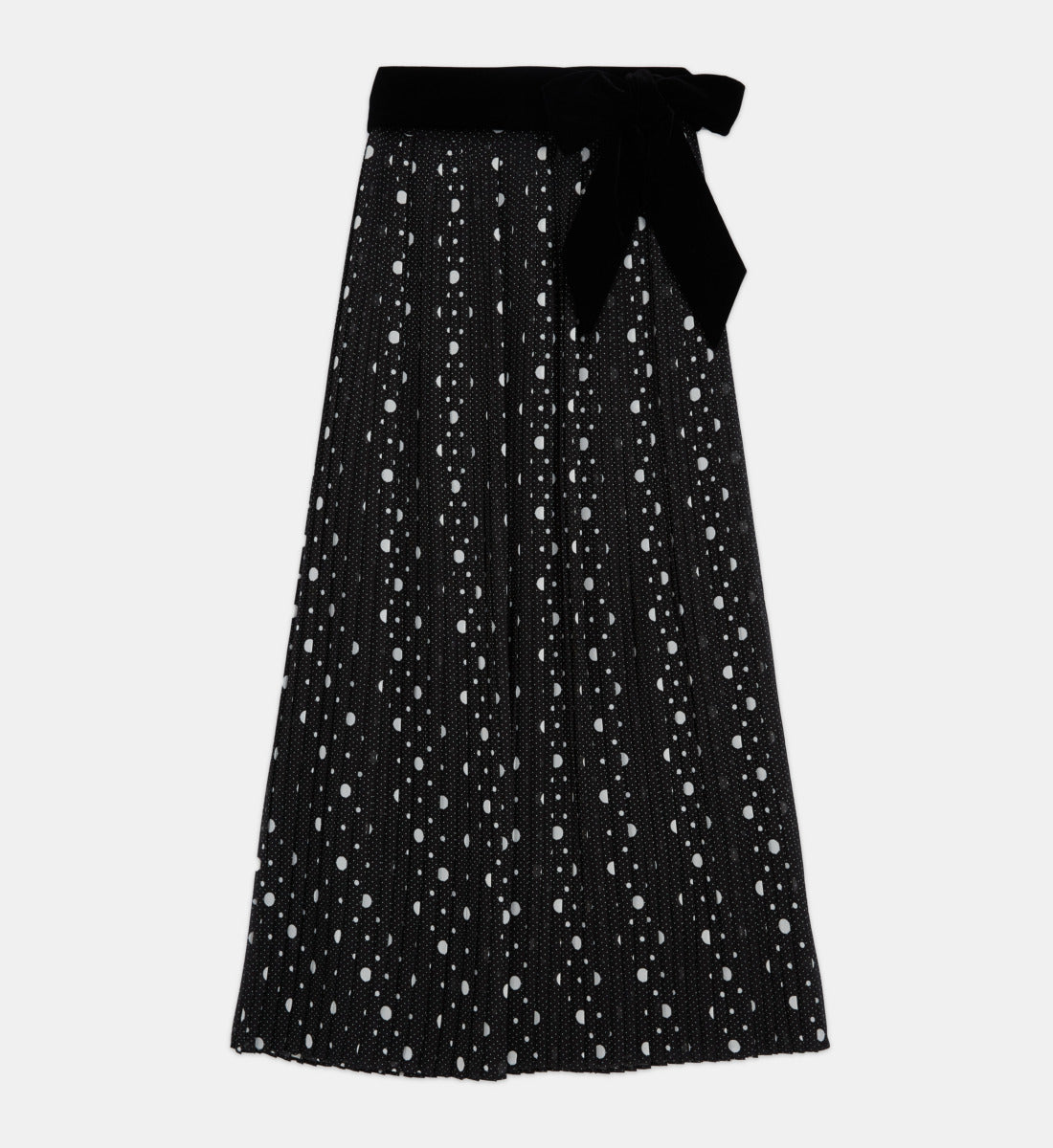 Long Printed Skirt | Women | Black x Ecru