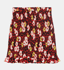 Floral Print Short Skirt | Women | Red x Yellow