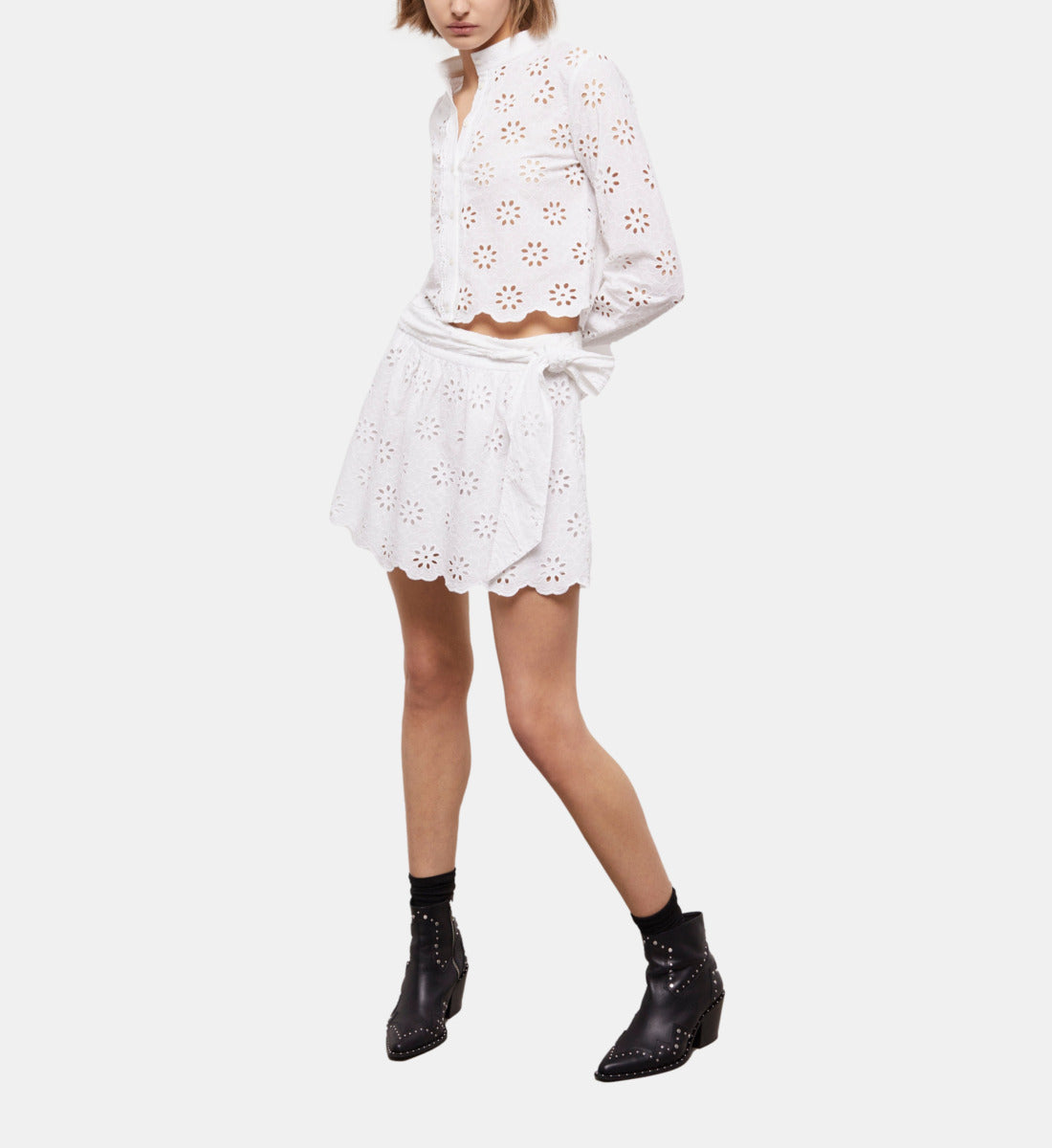 Short Skirt With Broderie Anglaise | Women | White