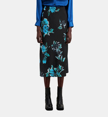 Long Printed Skirt | Women | Black Blue