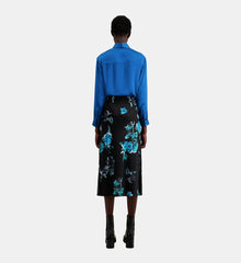 Long Printed Skirt | Women | Black Blue