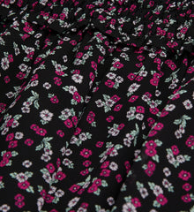 Short Printed Skirt With Smocking | Women | Black x Pink