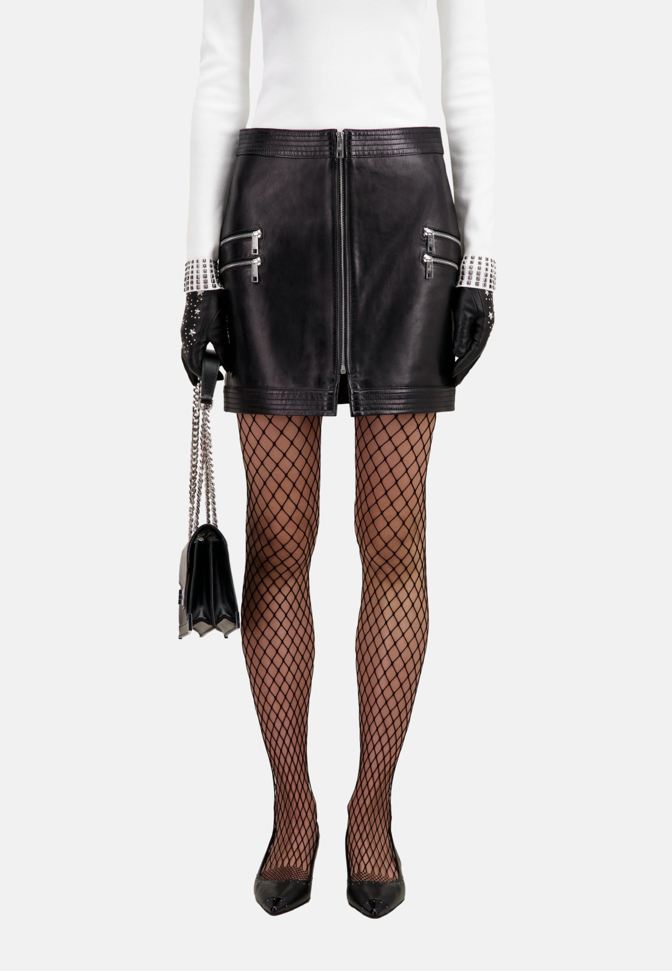 Short Leather Skirt | Women | Black