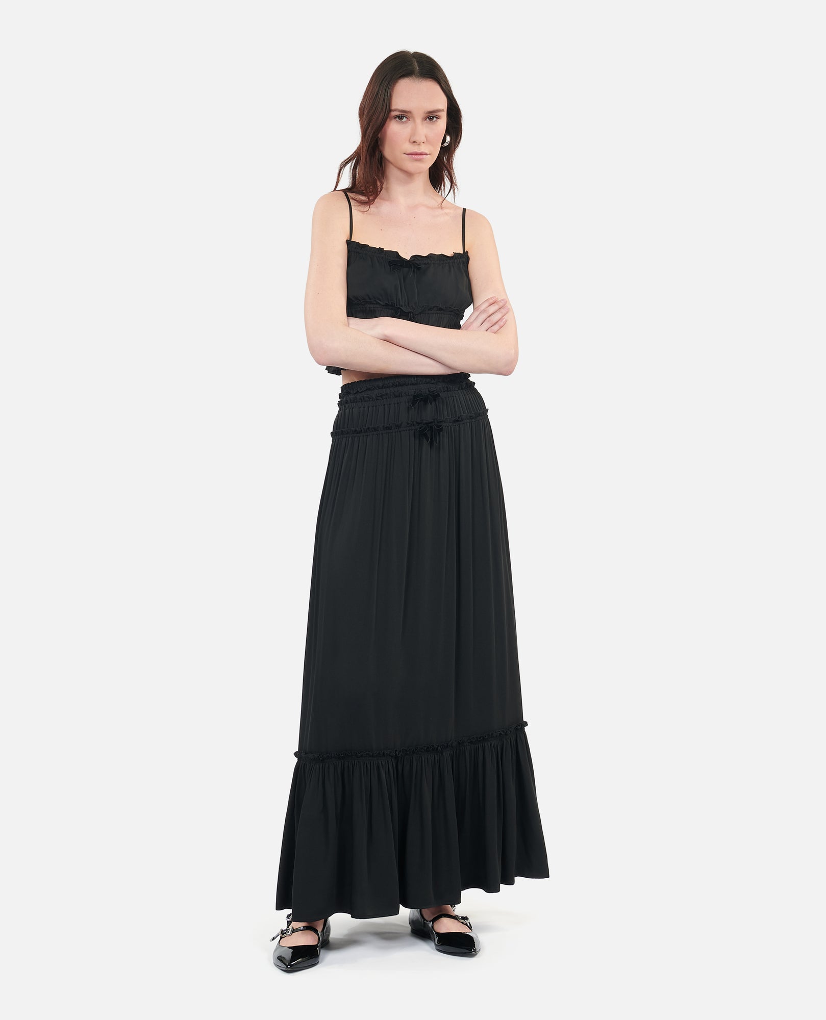 Long Skirt With Bows | Women | Black