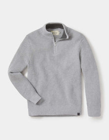 Men | Waffle Knit Quarter Zip Pullover | Grey
