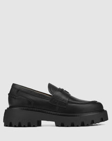 Womens | Flawed Leather Loafer | Black