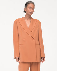 Another Tomorrow Fluid Double Breasted Jacket in Clay – Viscose Women's Jacket