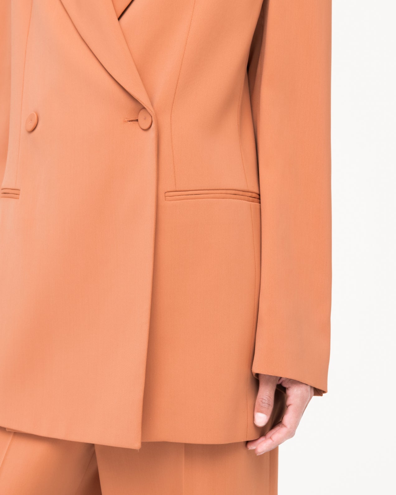 Another Tomorrow Fluid Double Breasted Jacket in Clay – Viscose Women's Jacket